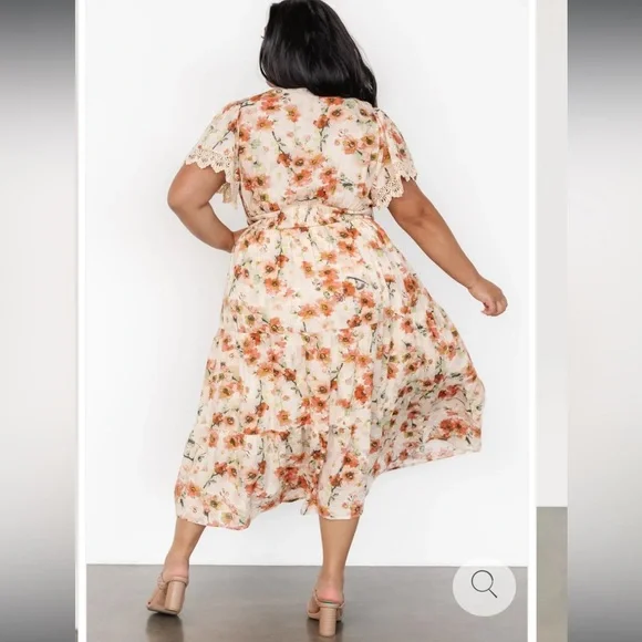 Baltic Born Floral Maxi Dress in Cream and Orange - Picture 2 of 7